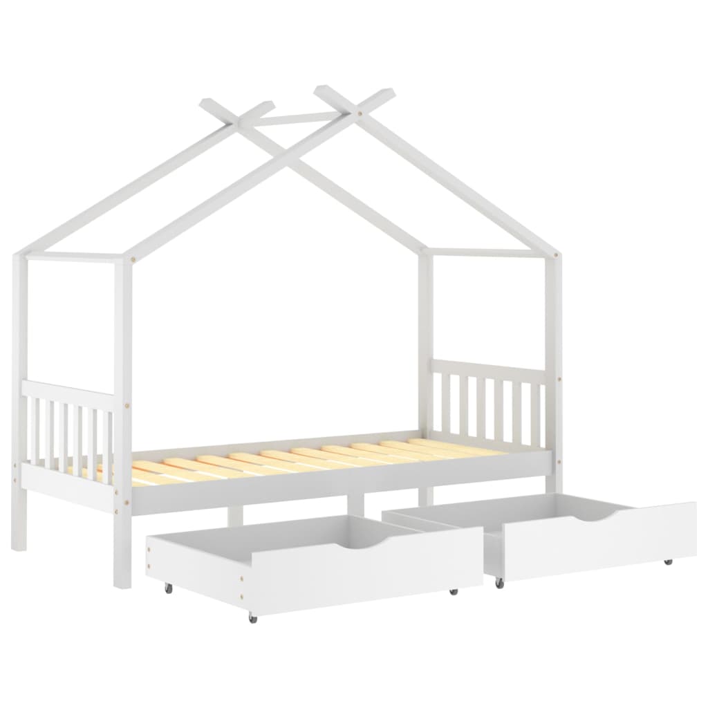 vidaXL Estructura cama niños y cajones madera maciza blanca 90x200 cm