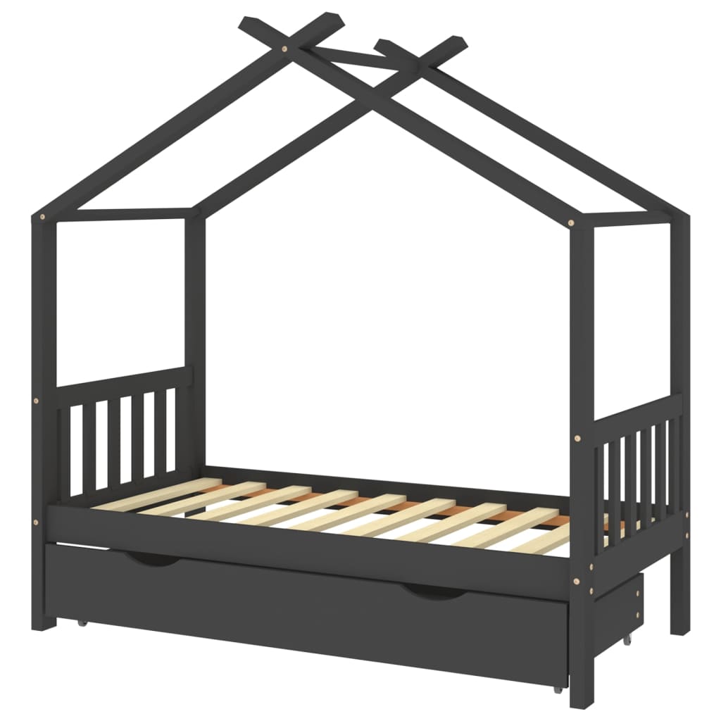 vidaXL Estructura de cama infantil y cajón madera pino gris 80x160cm