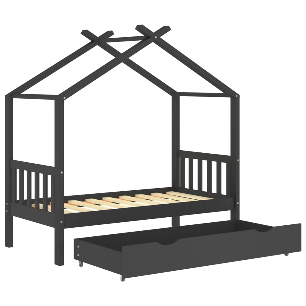 vidaXL Estructura de cama infantil y cajón madera pino gris 80x160cm