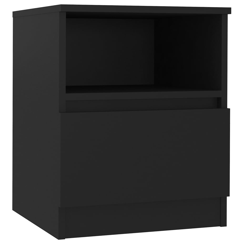 vidaXL Mesita de noche madera contrachapada negro 40x40x50 cm