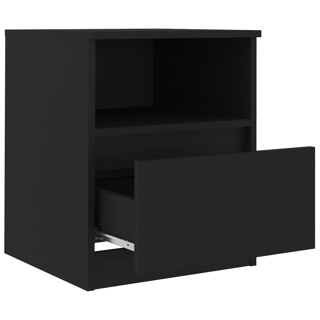 vidaXL Mesita de noche madera contrachapada negro 40x40x50 cm