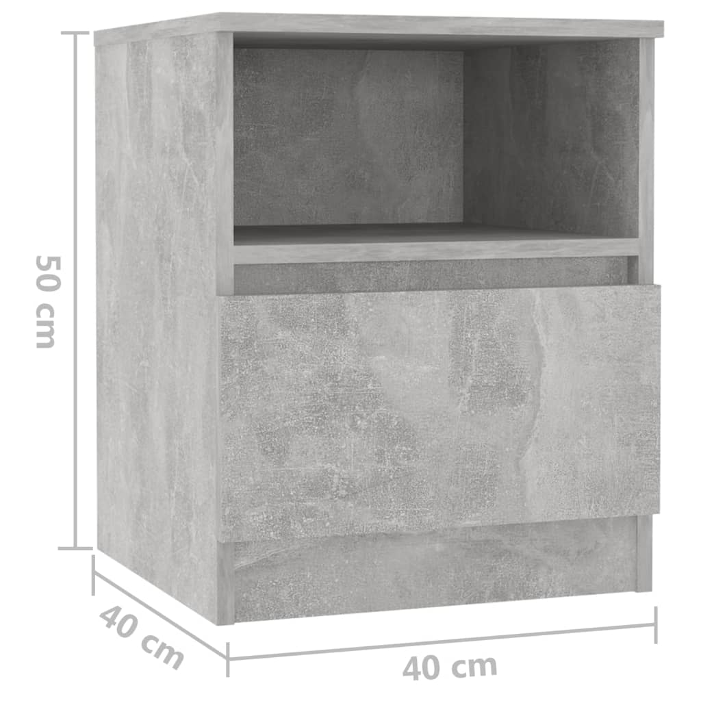 vidaXL Mesita de noche madera ingeniería gris hormigón 40x40x50 cm