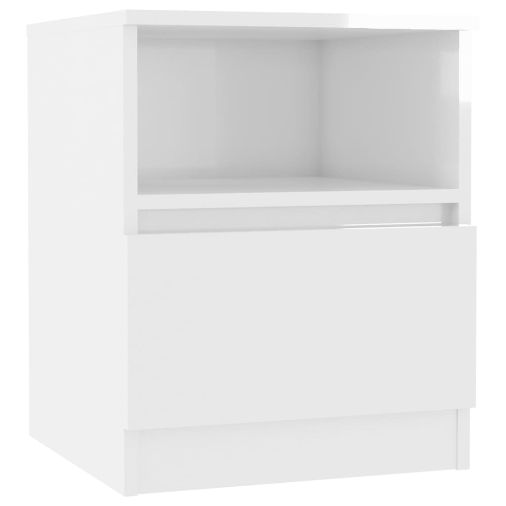 vidaXL Mesita de noche madera contrachapada blanco brillo 40x40x50 cm