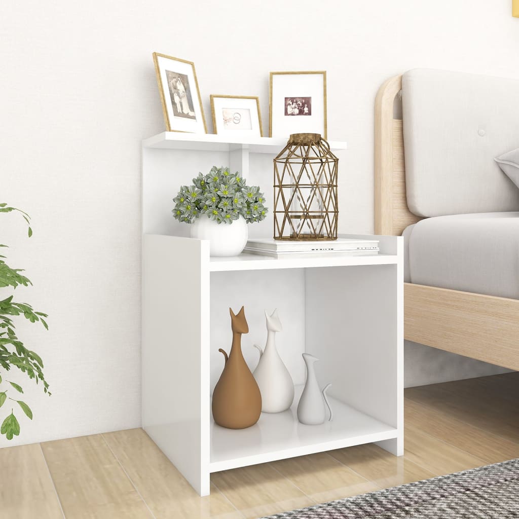 vidaXL Mesitas de noche 2 uds madera contrachapada blanco 40x35x60 cm