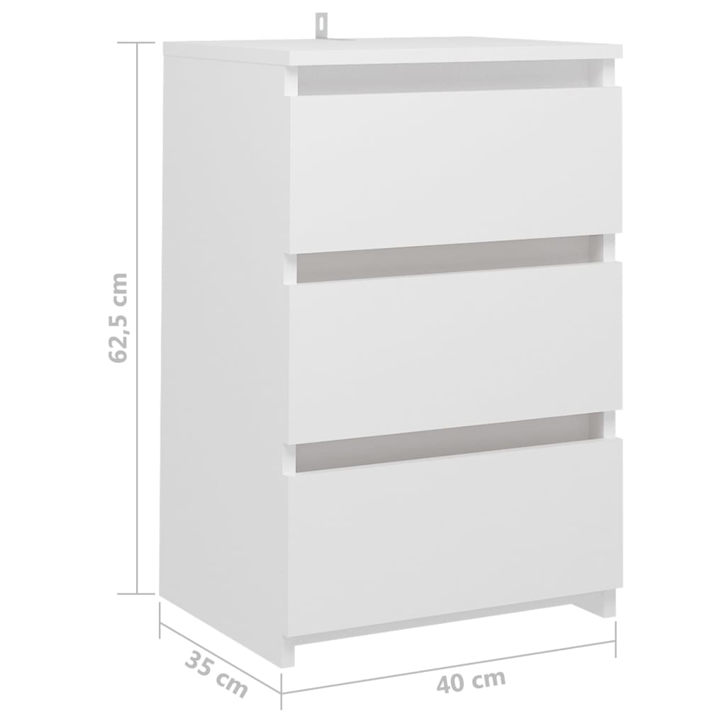 vidaXL Mesita de noche madera de ingeniería blanco 40x35x62,5 cm