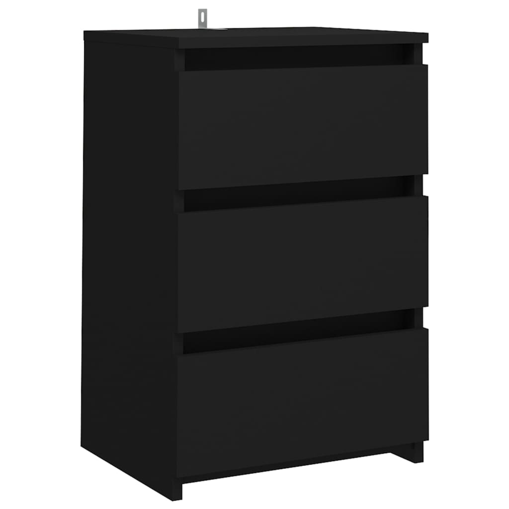 vidaXL Mesita de noche madera contrachapada negro 40x35x62,5 cm