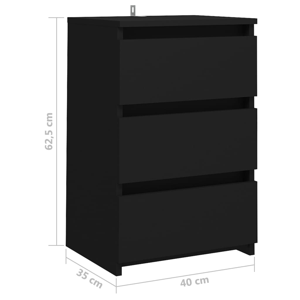 vidaXL Mesitas de noche 2 uds madera de ingeniería negro 40x35x62,5cm