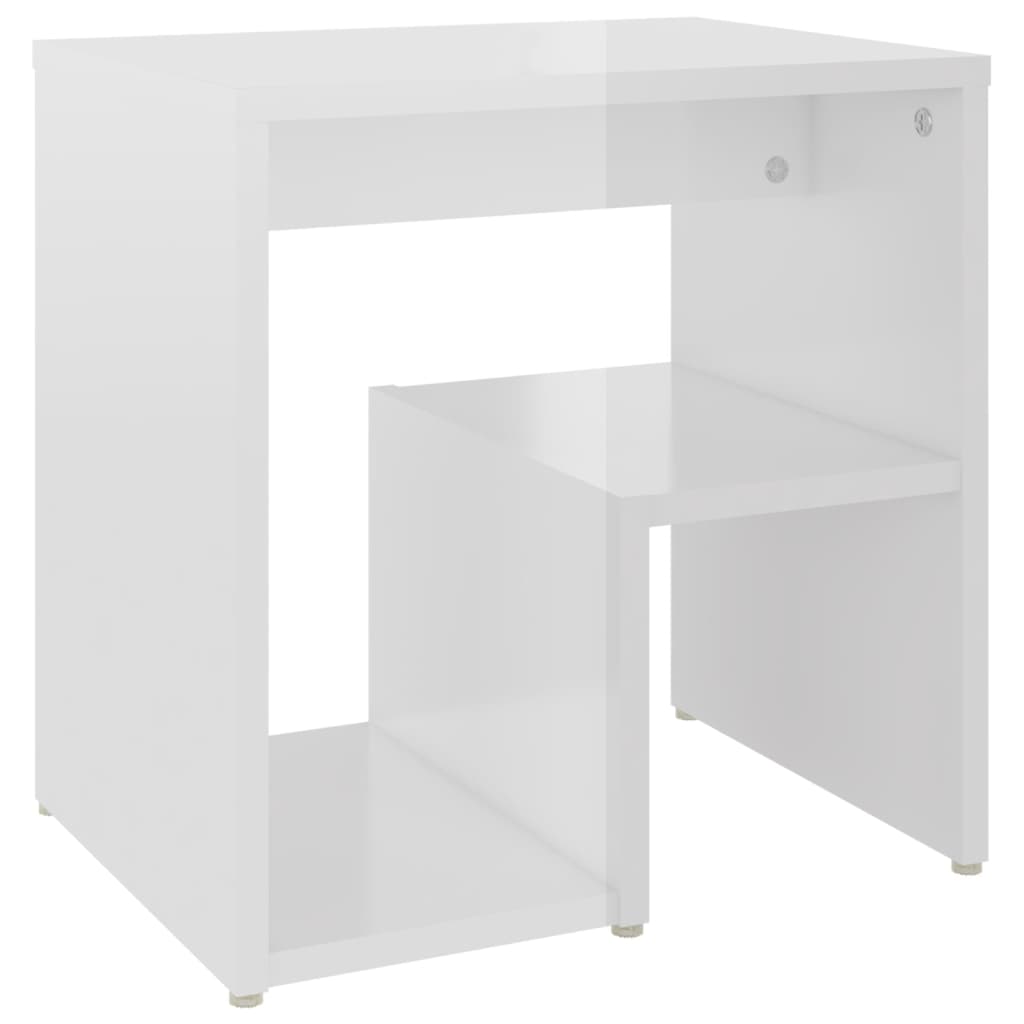 vidaXL Mesita de noche madera contrachapada blanco brillo 40x30x40 cm