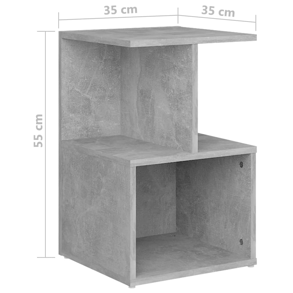 vidaXL Mesita de noche madera de ingeniería gris hormigón 35x35x55 cm