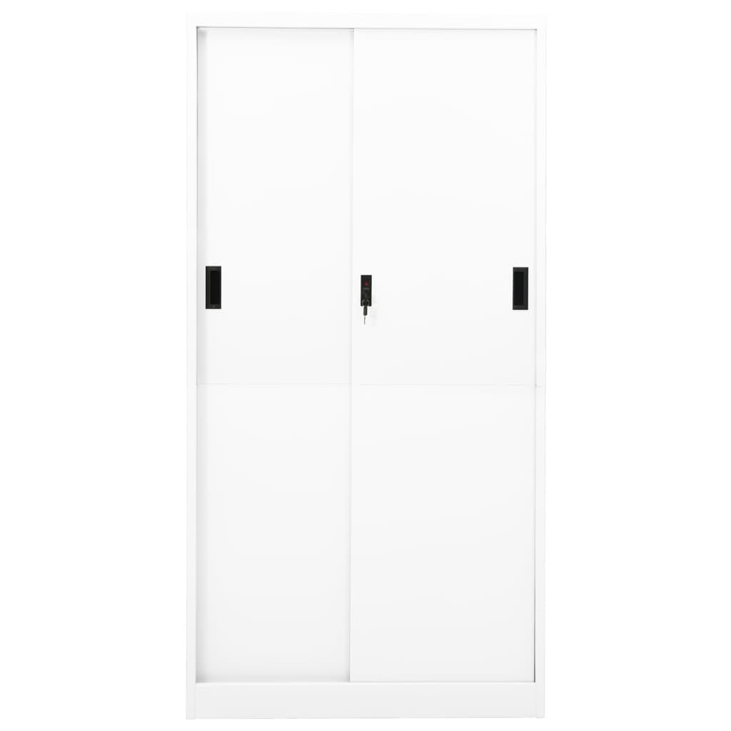 vidaXL Armario de oficina puerta corredera acero blanco 90x40x180 cm