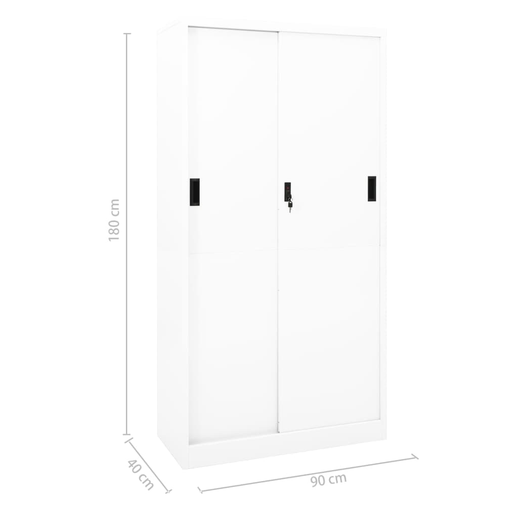 vidaXL Armario de oficina puerta corredera acero blanco 90x40x180 cm