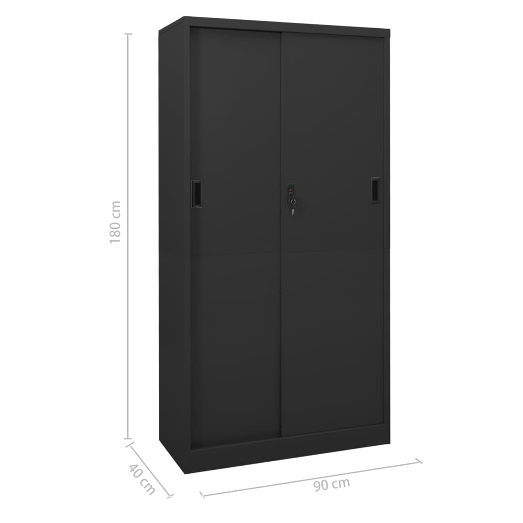 vidaXL Armario de oficina puerta corredera acero antracita 90x40x180cm