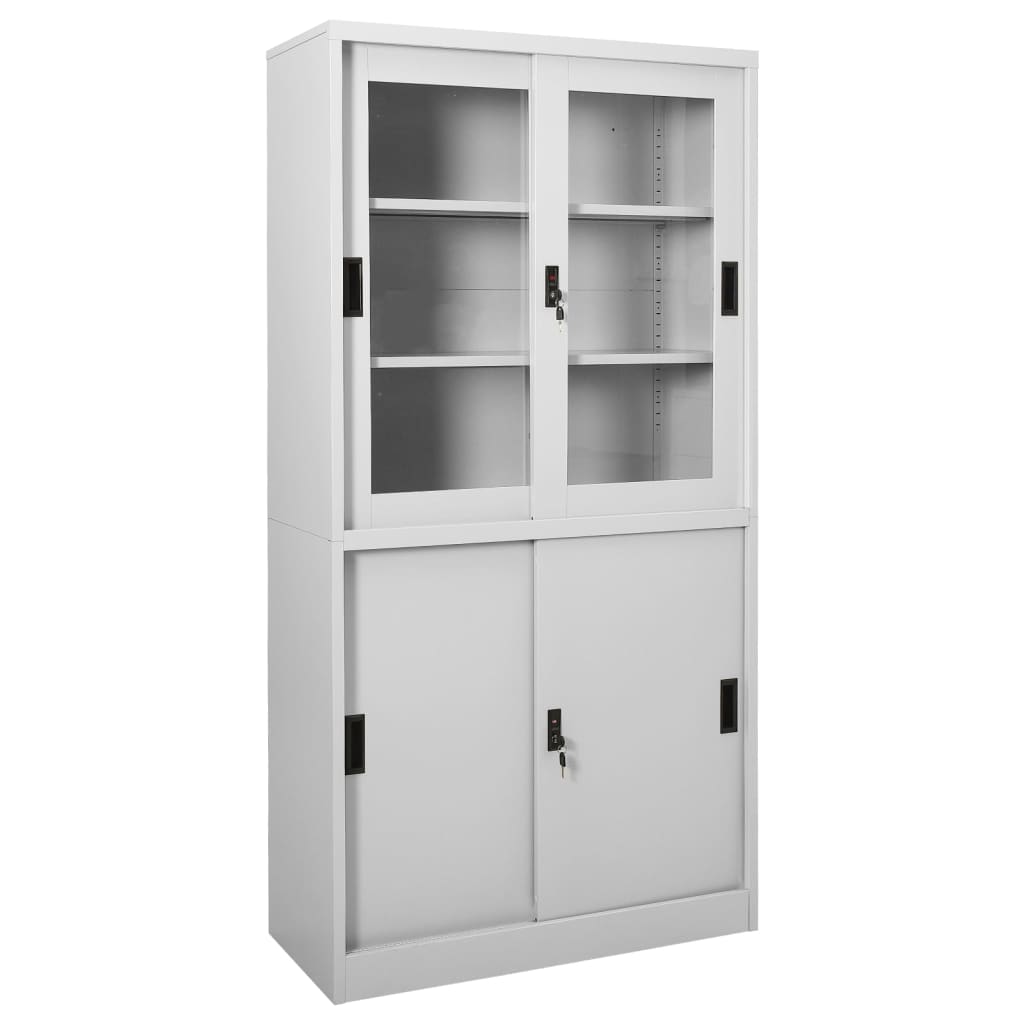 vidaXL Armario oficina puerta corredera acero gris claro 90x40x180 cm