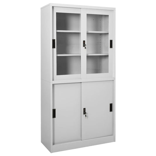 vidaXL Armario oficina puerta corredera acero gris claro 90x40x180 cm