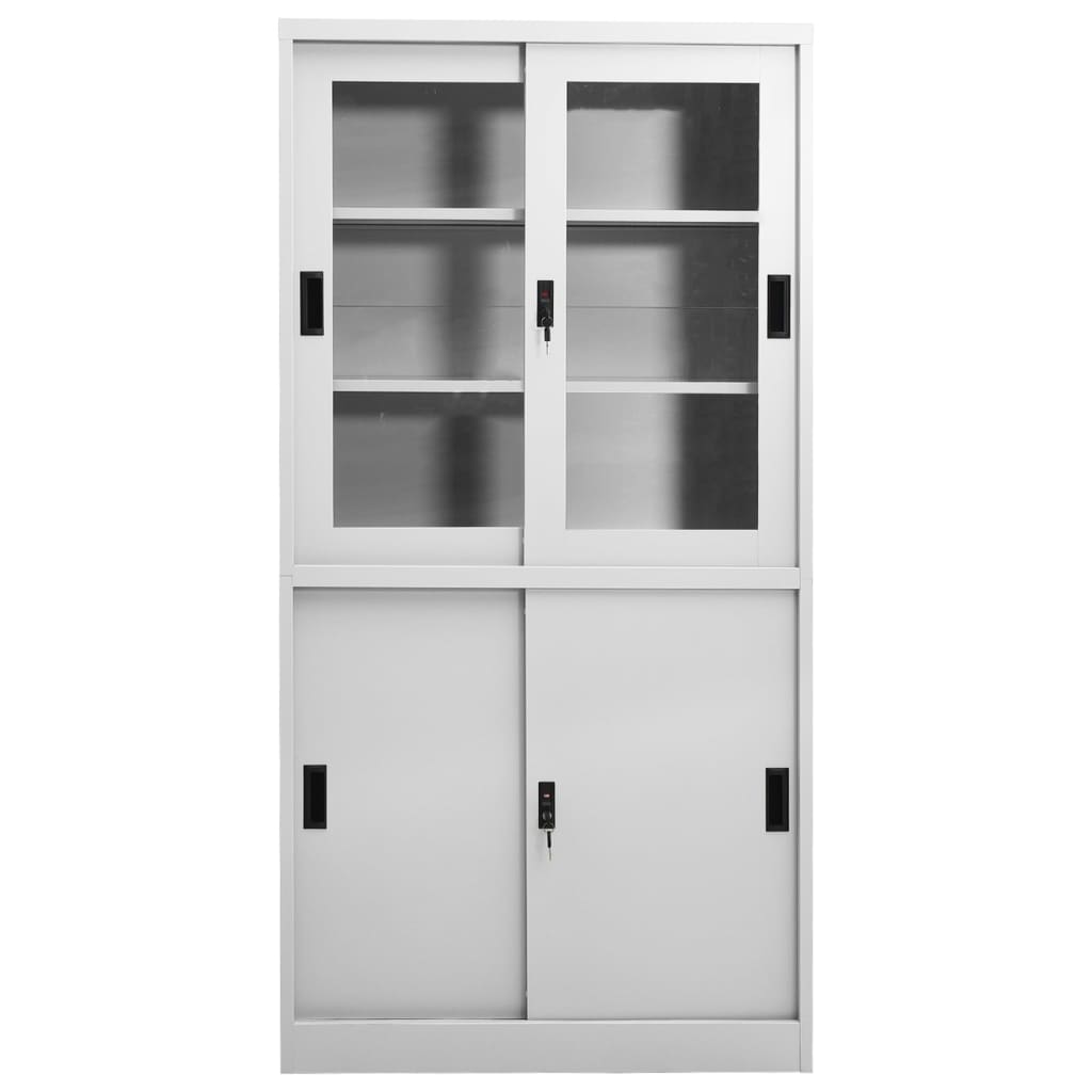 vidaXL Armario oficina puerta corredera acero gris claro 90x40x180 cm