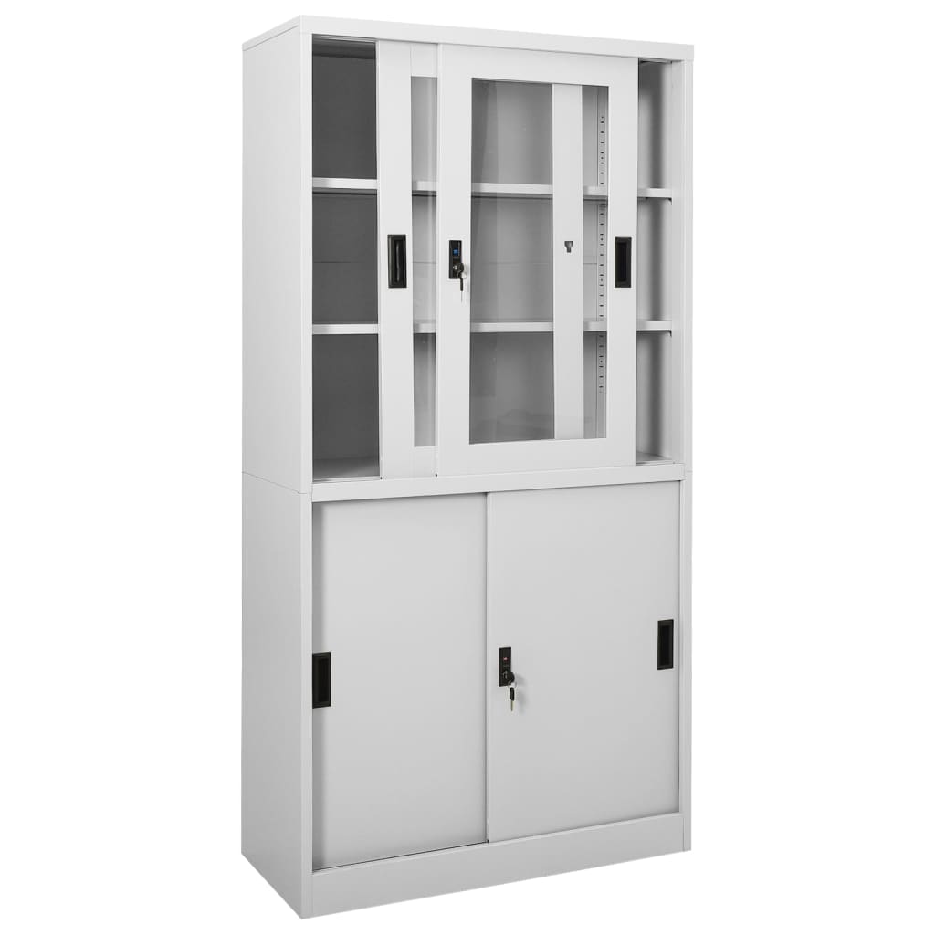 vidaXL Armario oficina puerta corredera acero gris claro 90x40x180 cm