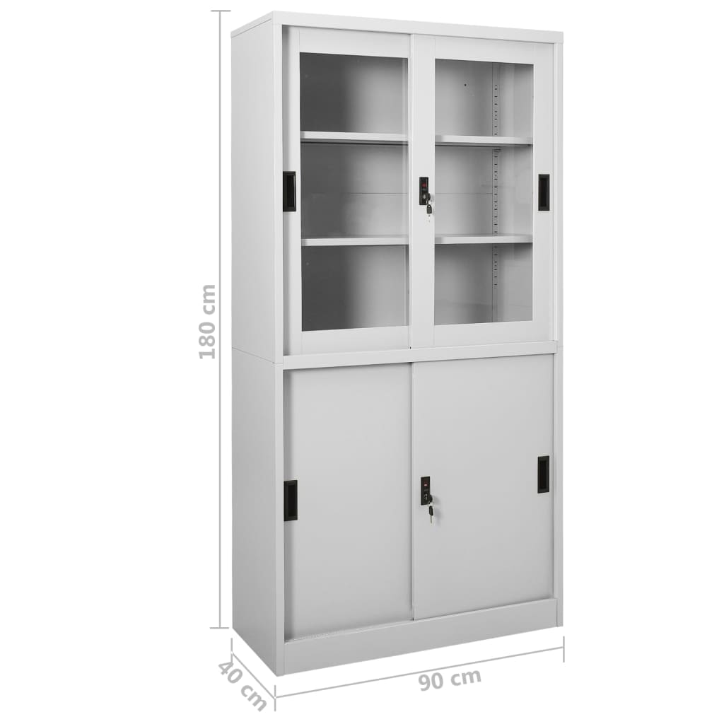 vidaXL Armario oficina puerta corredera acero gris claro 90x40x180 cm