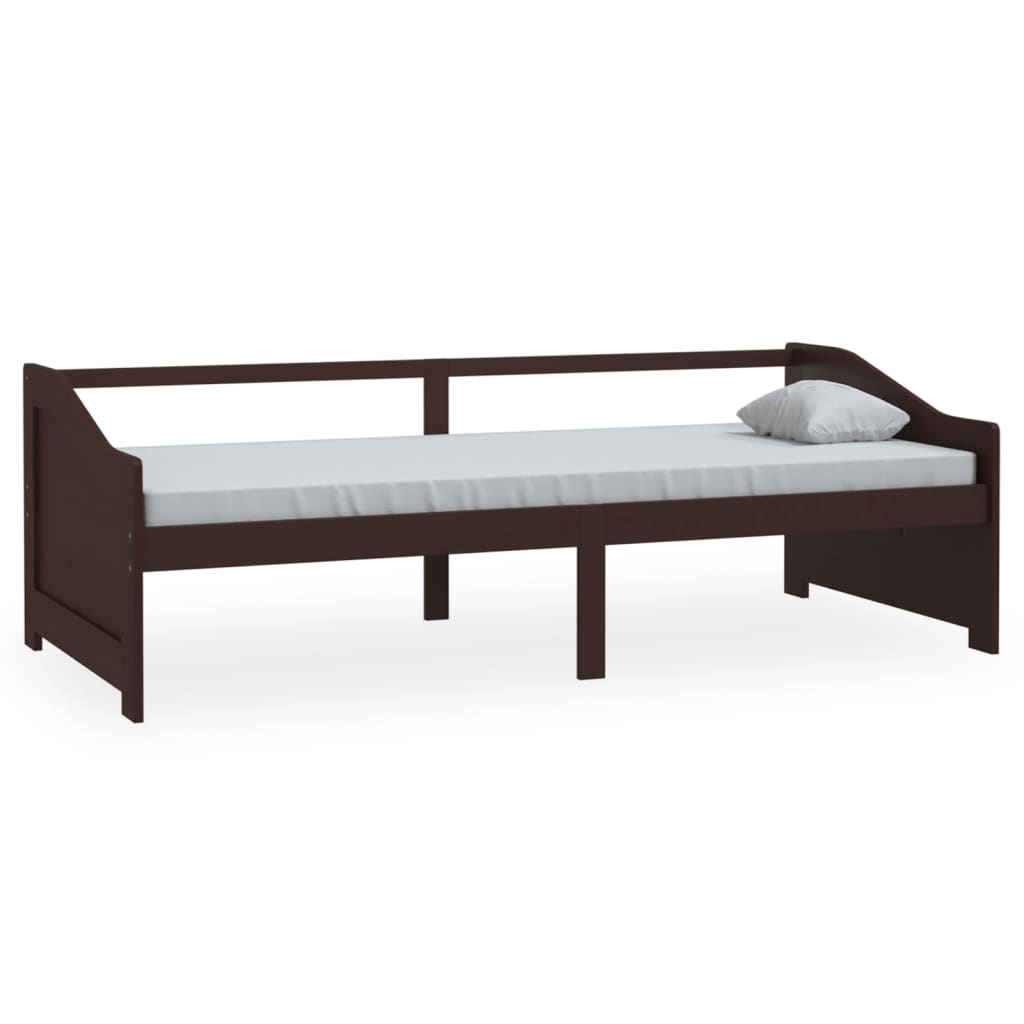 vidaXL Sofá cama de 3 plazas sin colchón marrón oscuro 90x200 cm