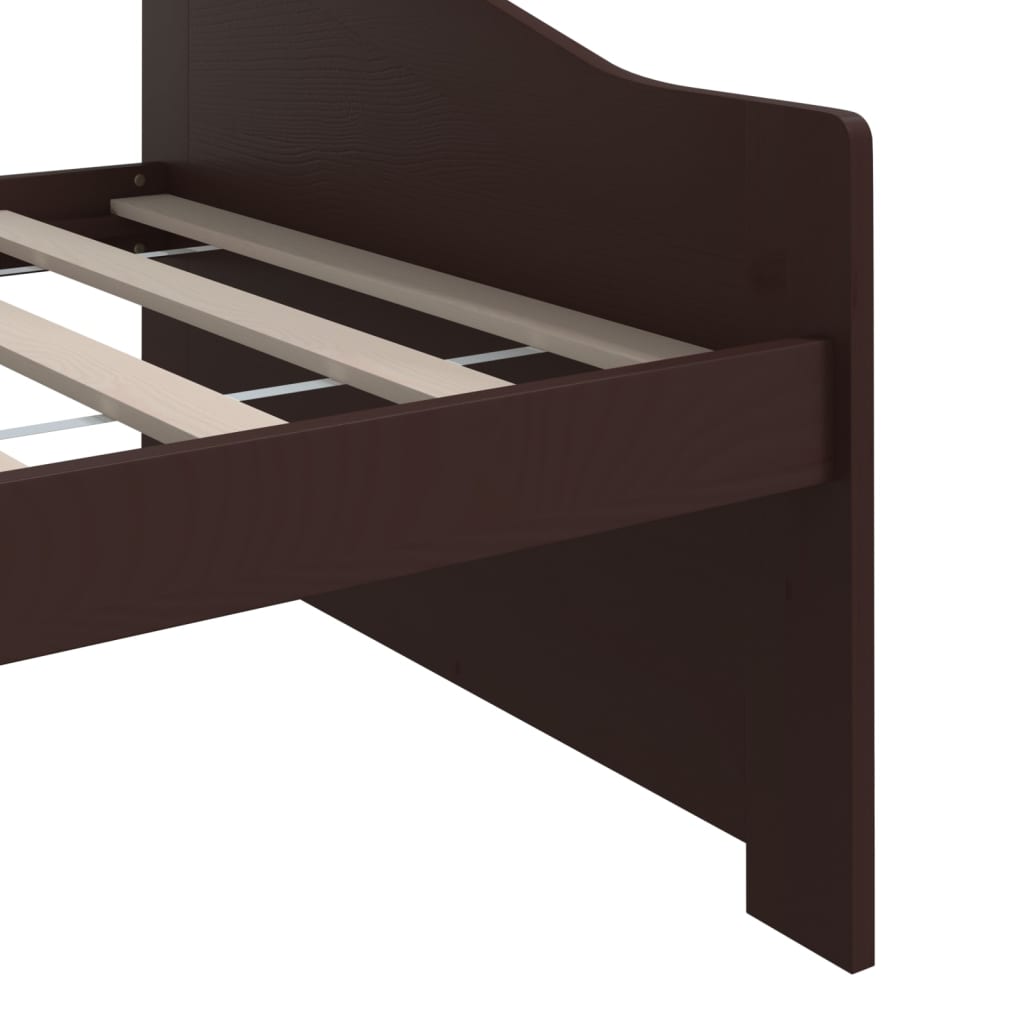 vidaXL Sofá cama de 3 plazas sin colchón marrón oscuro 90x200 cm