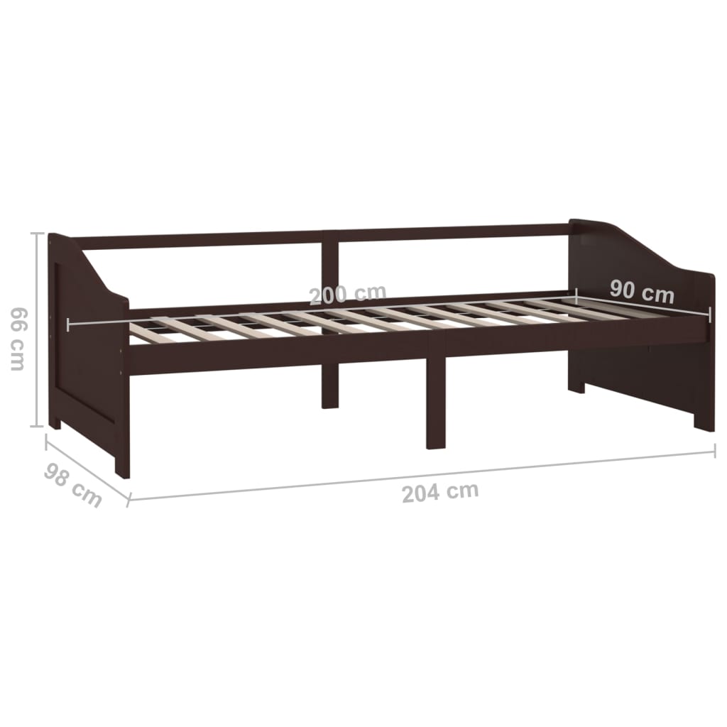 vidaXL Sofá cama de 3 plazas sin colchón marrón oscuro 90x200 cm