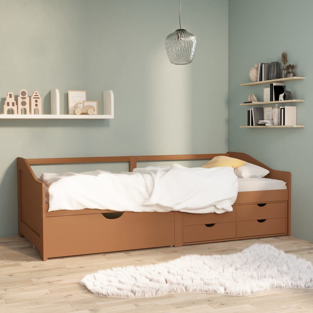 vidaXL Sofá cama de 3 plazas sin colchón pino marrón miel 90x200 cm