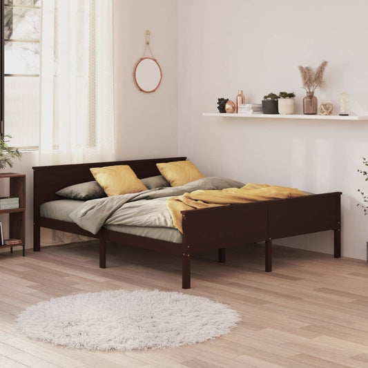 vidaXL Estructura cama sin colchón madera pino marrón oscuro 180x200cm