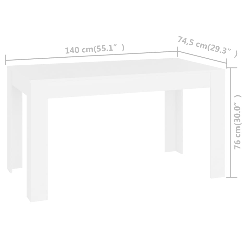 vidaXL Mesa de comedor de madera contrachapada blanco 140x74,5x76 cm