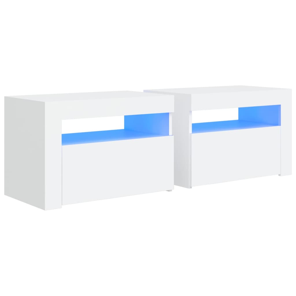 vidaXL Mesitas de noche con LED 2 unidades blanco 60x35x40 cm