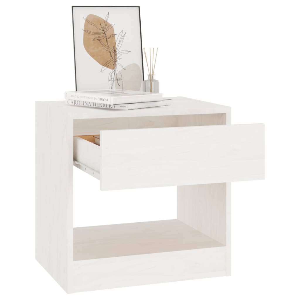 vidaXL Mesita de noche madera maciza de pino blanco 40x31x40 cm