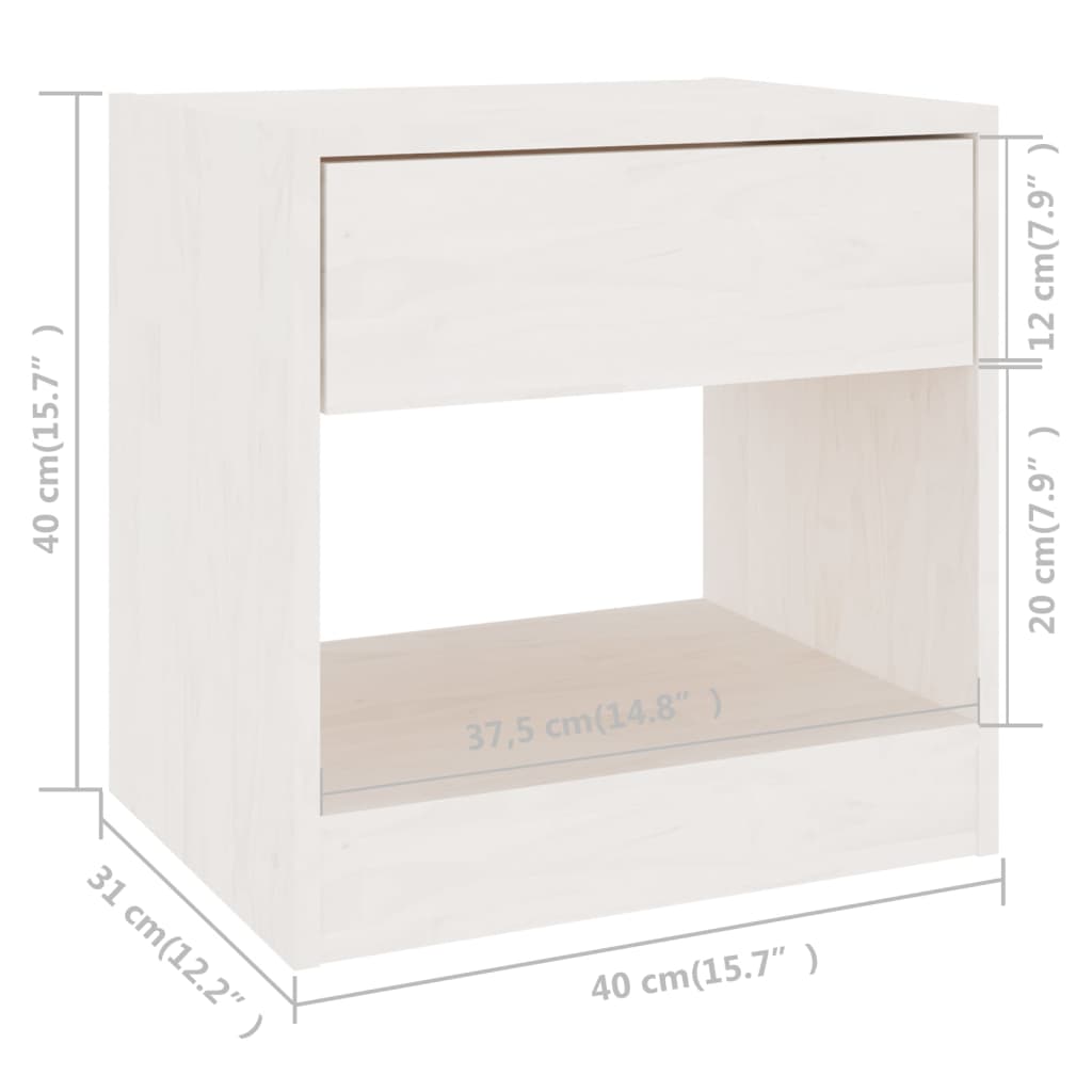 vidaXL Mesitas de noche 2 uds madera maciza de pino blanca 40x31x40 cm