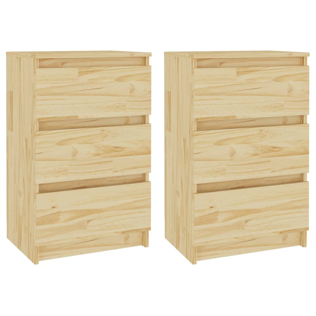 vidaXL Mesitas de noche 2 uds madera maciza de pino 40x29,5x64 cm