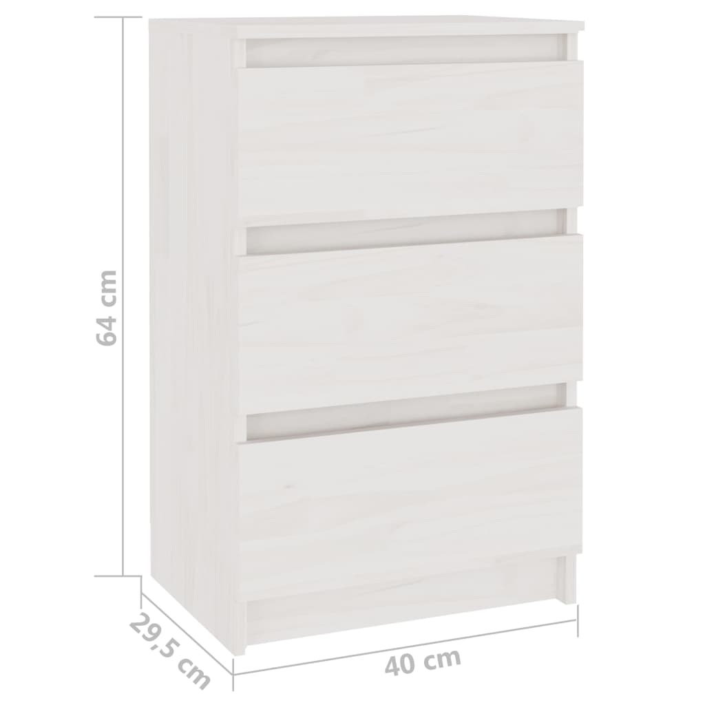 vidaXL Mesitas de noche 2 uds madera maciza pino blanco 40x29,5x64 cm