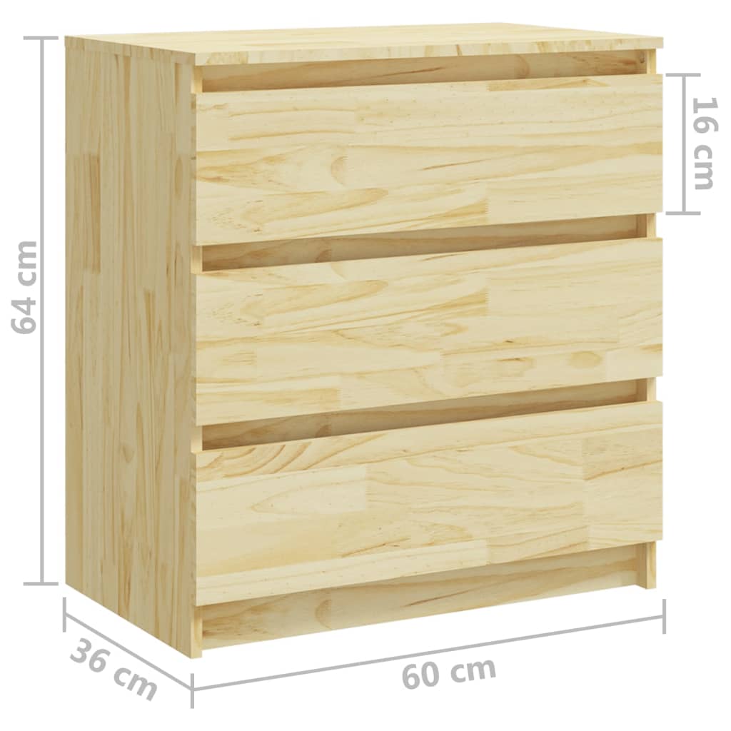 vidaXL Mesita de noche madera maciza de pino 60x36x64 cm