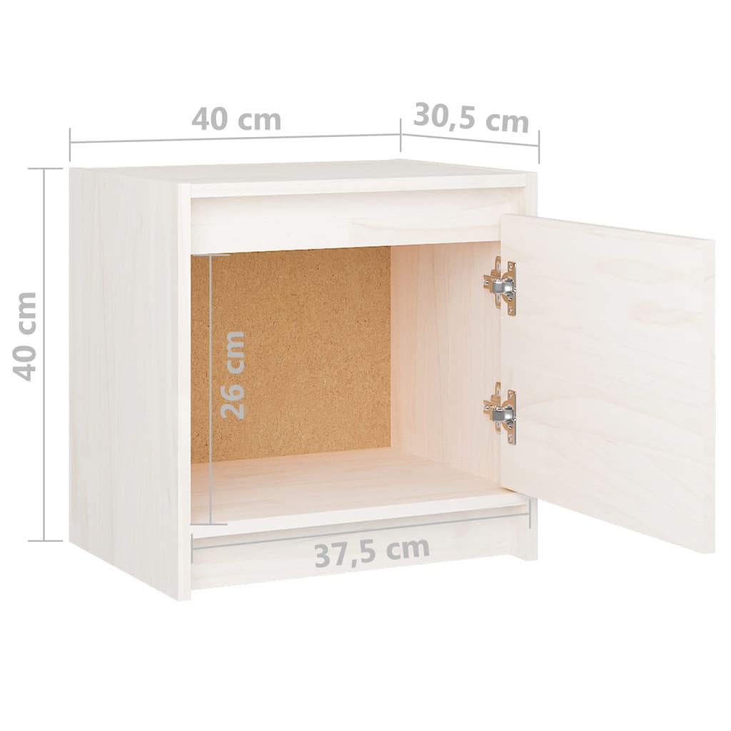 vidaXL Mesita de noche madera maciza de mango blanco 40x30,5x40 cm