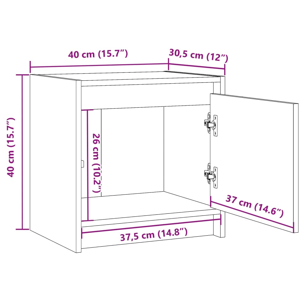 vidaXL Mesita de noche madera maciza de mango blanco 40x30,5x40 cm