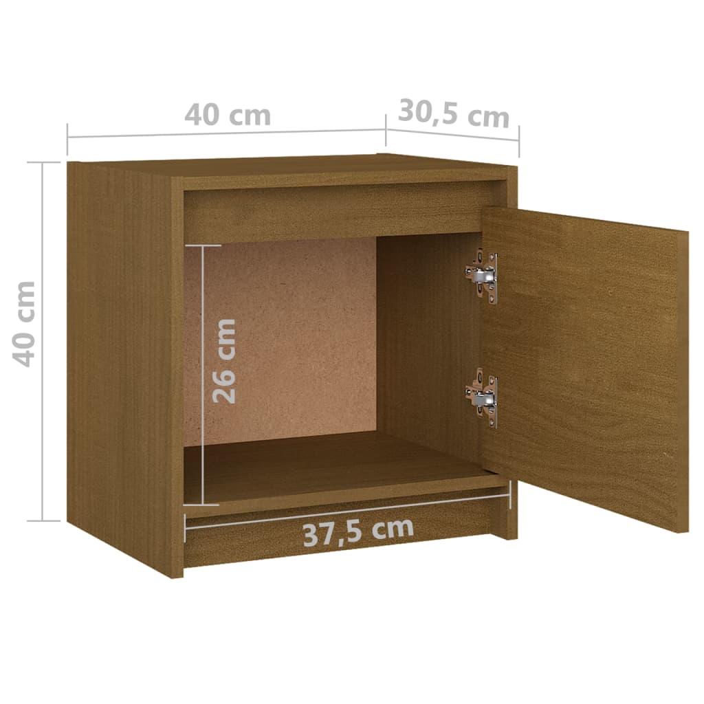 vidaXL Mesita de noche madera maciza de mango marrón miel 40x30,5x40cm