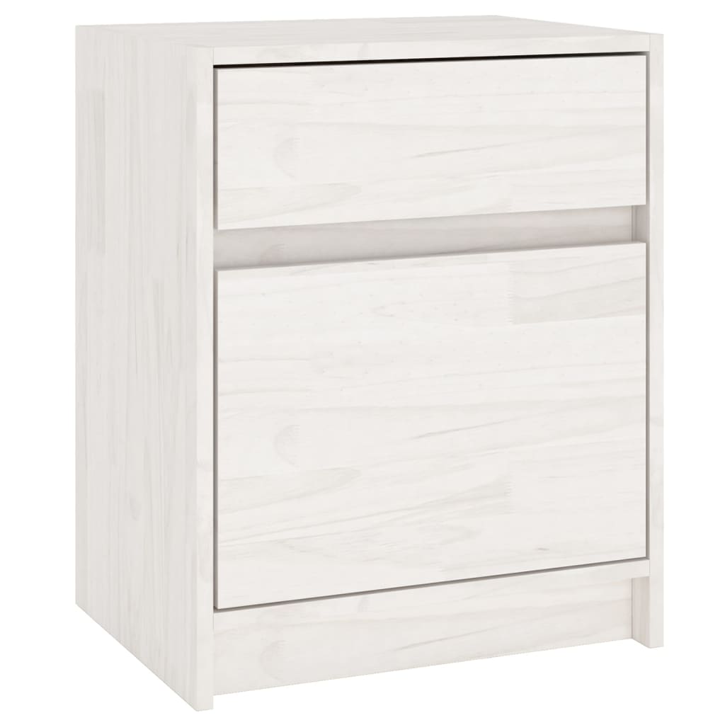 vidaXL Mesita de noche madera maciza de pino blanca 40x31x50 cm