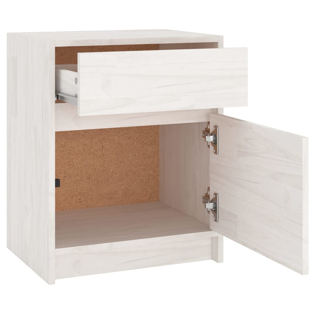 vidaXL Mesita de noche madera maciza de pino blanca 40x31x50 cm