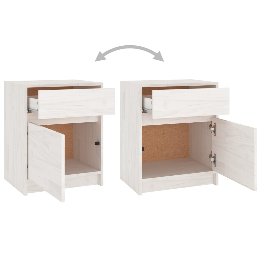 vidaXL Mesita de noche madera maciza de pino blanca 40x31x50 cm