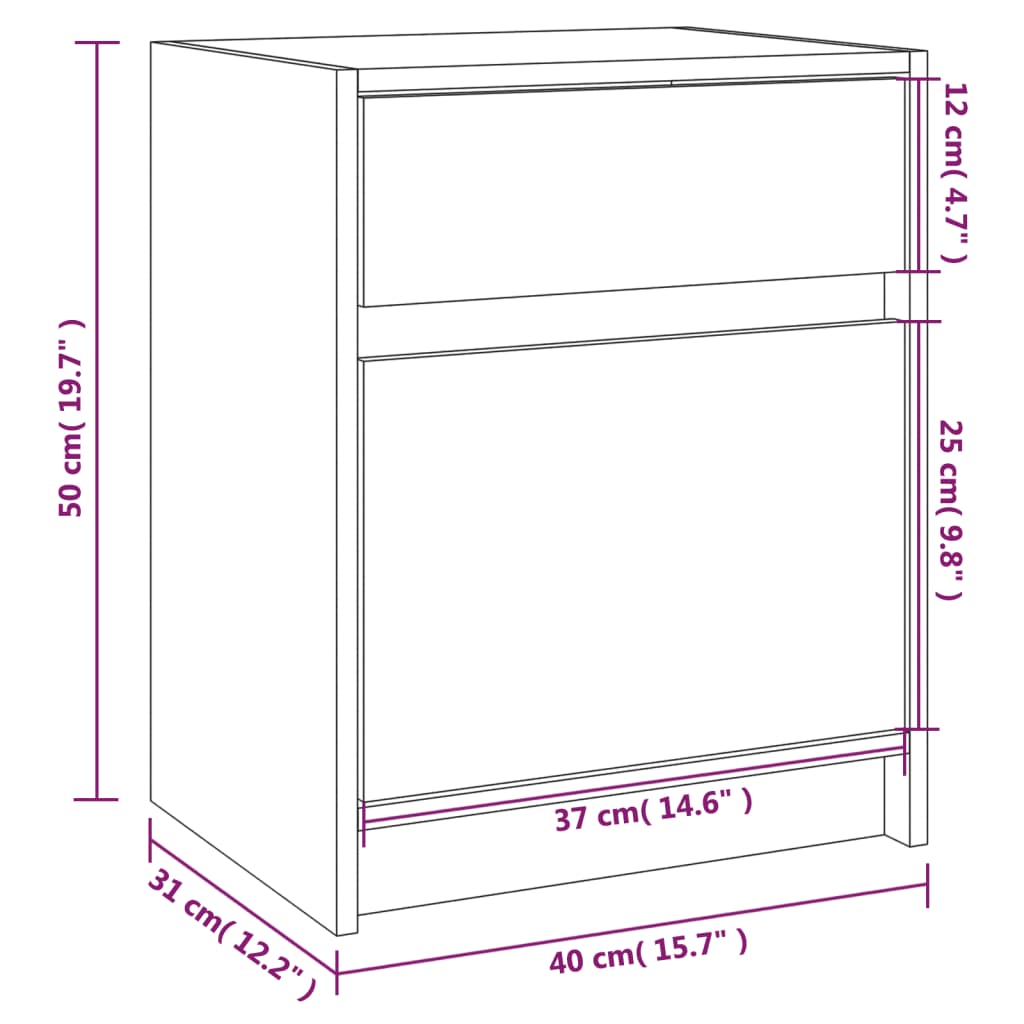 vidaXL Mesita de noche madera maciza de pino blanca 40x31x50 cm