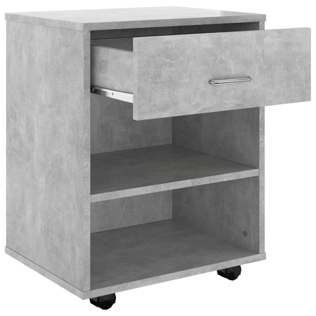 vidaXL Armario ruedas madera contrachapada gris hormigón 46x36x59 cm