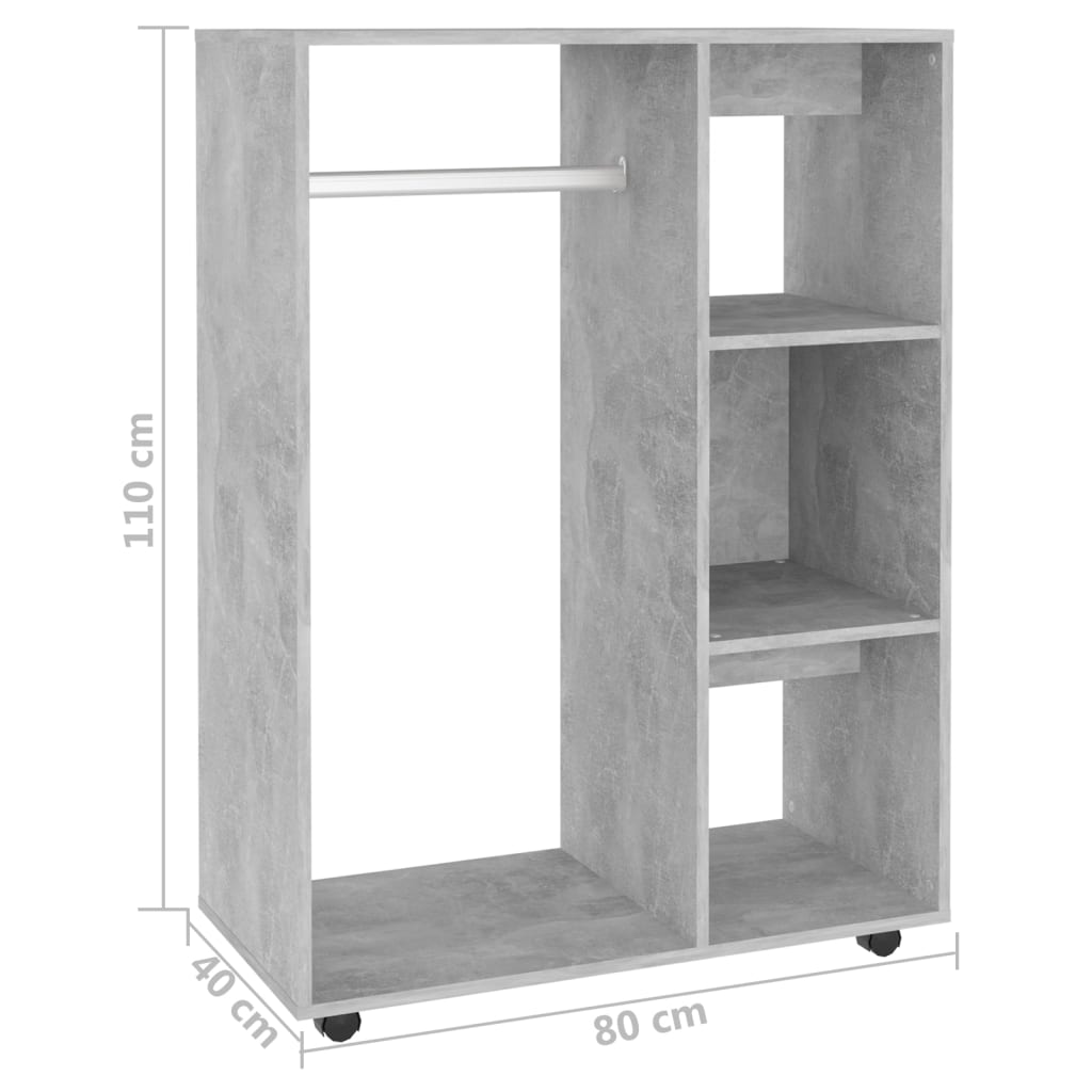 vidaXL Armario de madera de ingeniería gris hormigón 80x40x110 cm