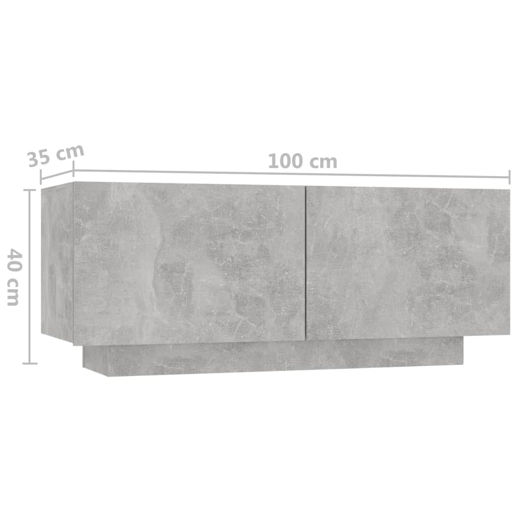 vidaXL Mesita de noche madera de ingeniería gris hormigón 100x35x40 cm