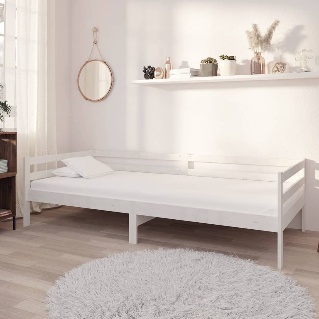 vidaXL Sofá cama sin colchón madera maciza de pino blanco 90x200 cm