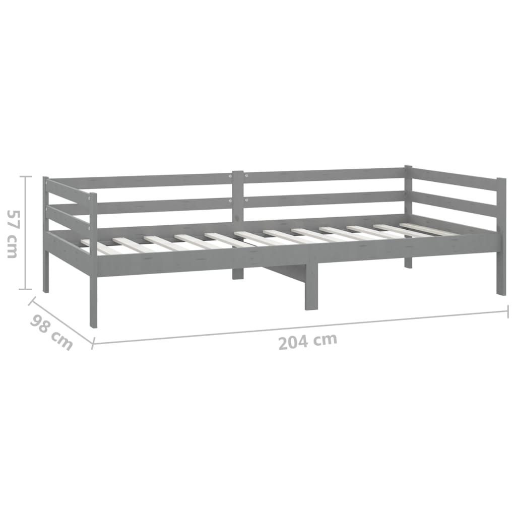 vidaXL Sofá cama sin colchón madera maciza de pino gris 90x200 cm