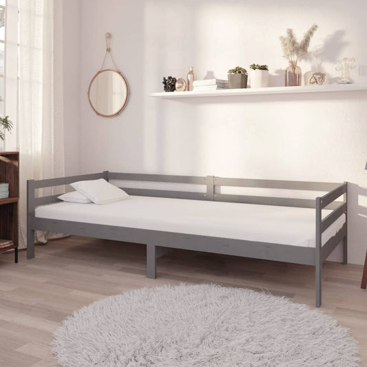 vidaXL Sofá cama sin colchón madera maciza de pino gris 90x200 cm