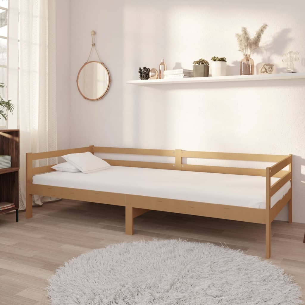 vidaXL Sofá cama sin colchón madera maciza pino marrón miel 90x200 cm