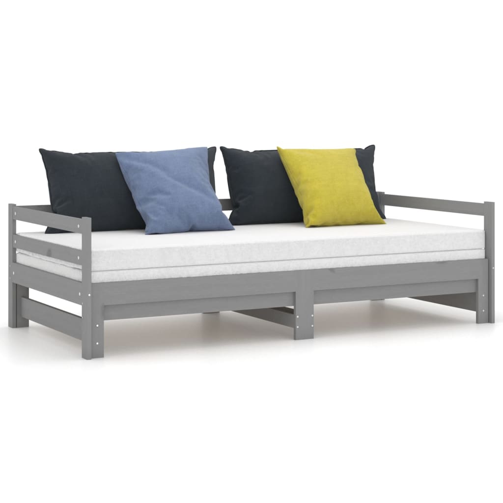 vidaXL Sofá cama extraíble sin colchón gris 2x(90x200) cm