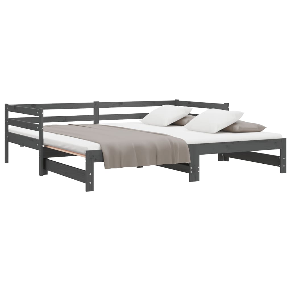 vidaXL Sofá cama extraíble sin colchón gris 2x(90x200) cm