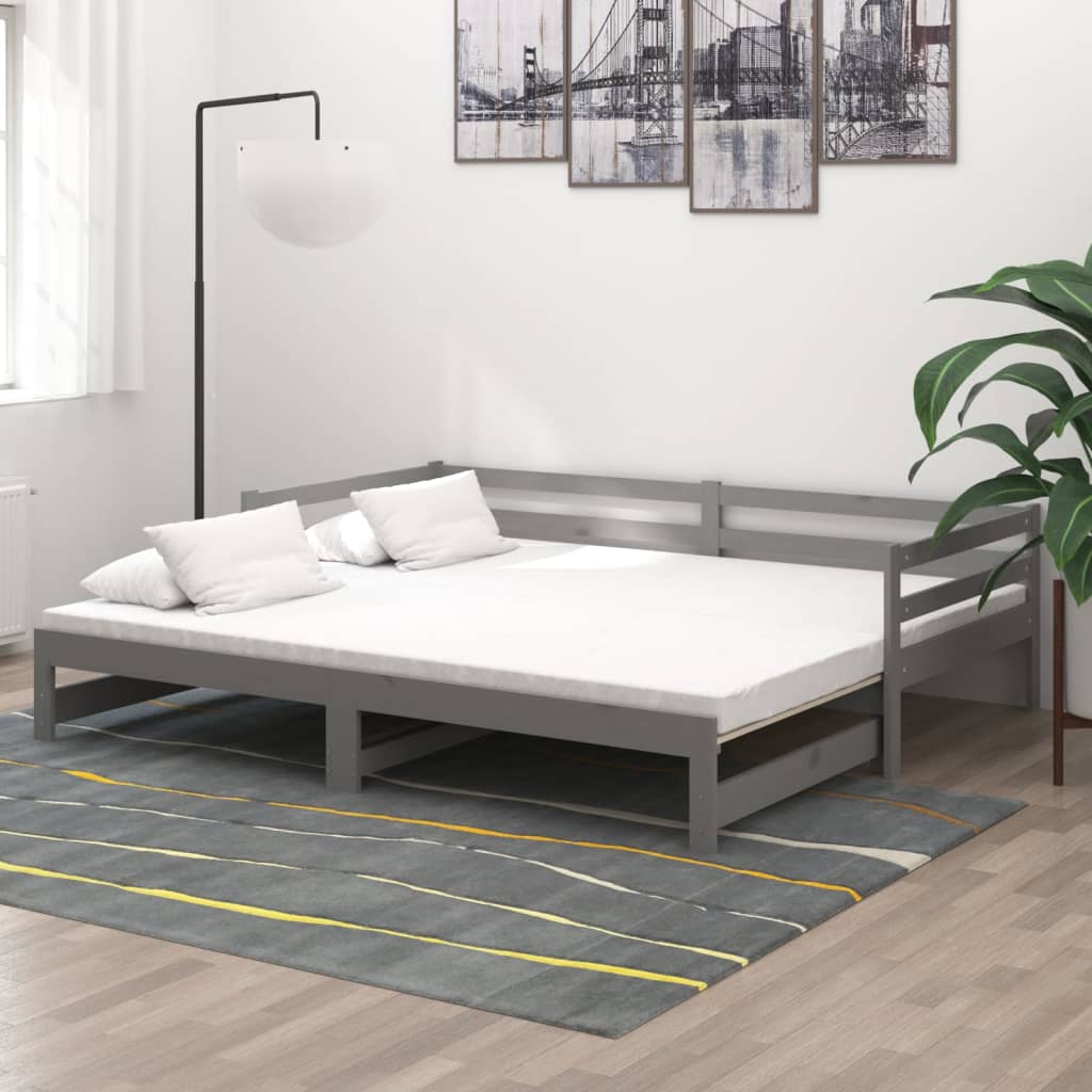 vidaXL Sofá cama extraíble sin colchón gris 2x(90x200) cm